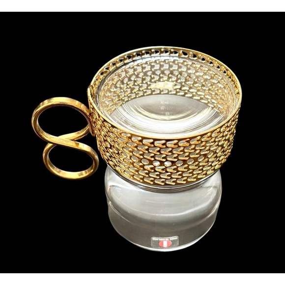 Set Of 2 Iittala Finland Tsaikka Glasses Metal Holder Timo Sarpaneva 8 oz - Picture 7 of 7